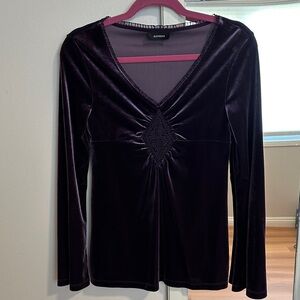 Express Women's Deep Purple Long Sleeve Top